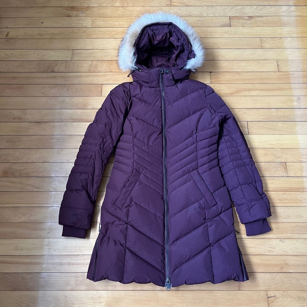Pajar Canada Womens Purple Down Parka Fur Hood Size M Puffer Coat Montreal 1963